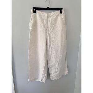 Eileen Fisher Linen Pants Straight White Medium Preppy Coastal Beachy Lagenlook
